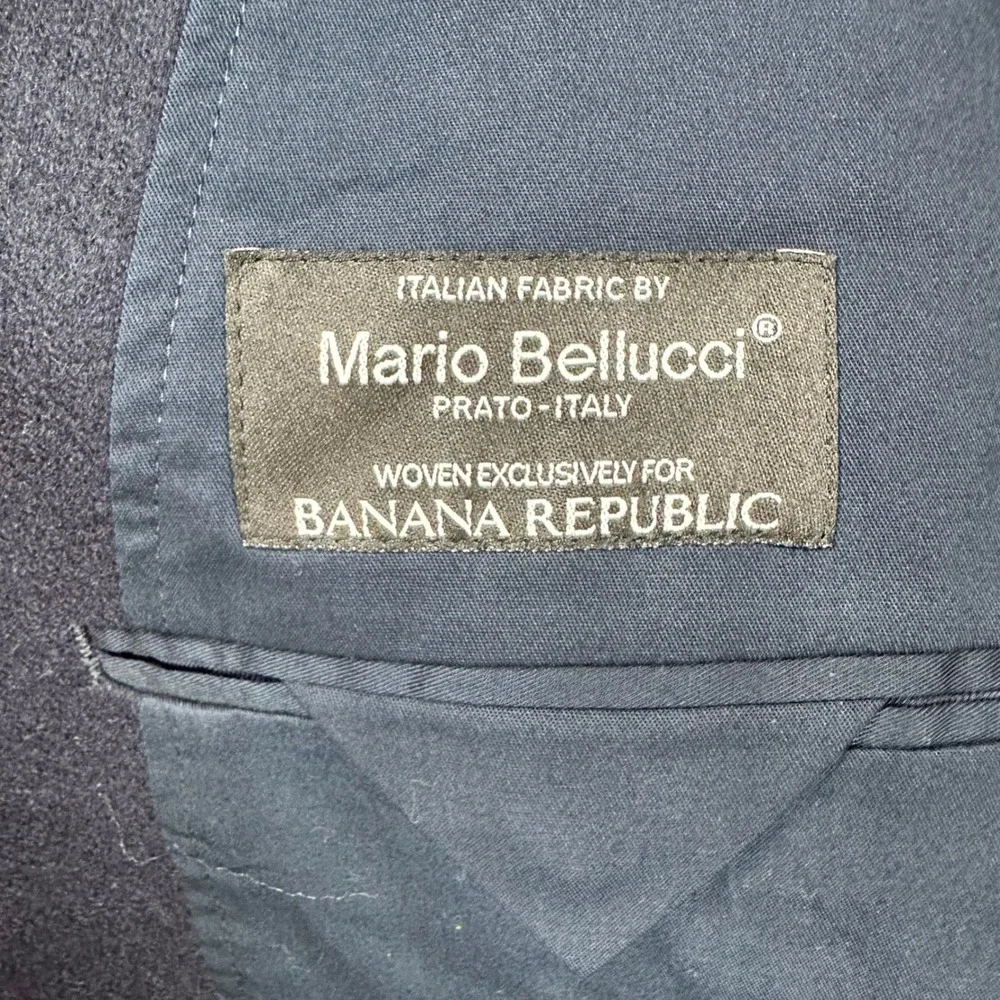 Banana Republic Mens 44R Slim Fit Navy Blue Mario Bellucci Italian Wool Blazer